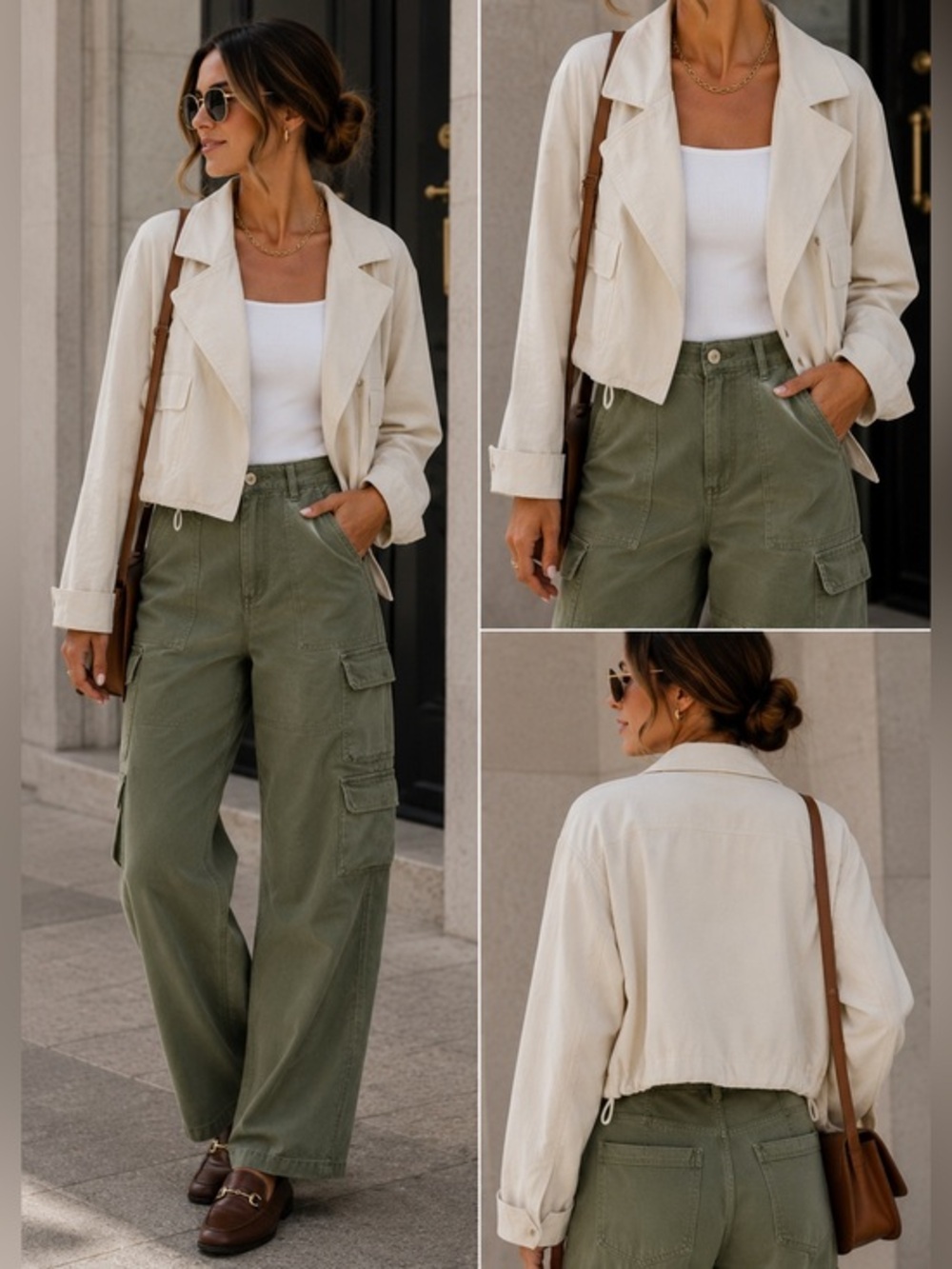 Few Moda New York Cotton Military Jacket NWOT LARGE Cream